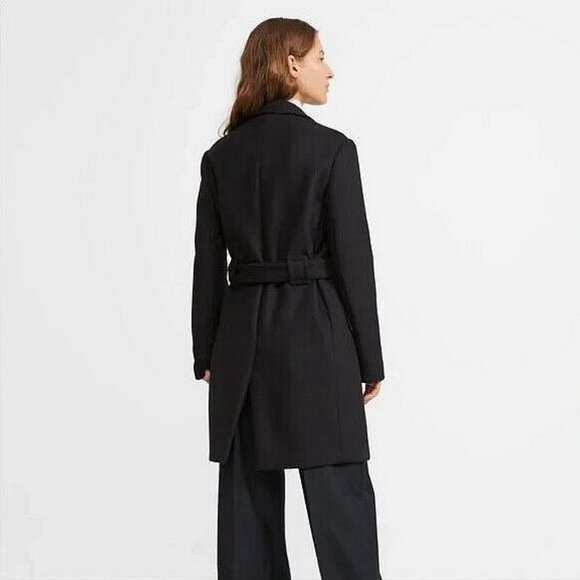Theory Size S Womens Modus Superlight Wool Blend Long Peacoat in Black - Picture 2 of 16